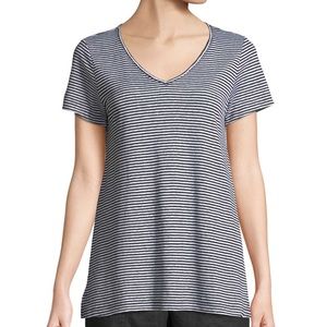 Eileen Fisher Striped Organic Linen Top Size XL